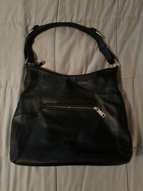 Black Leather Shoulder Bag - Classic Everyday Tote
